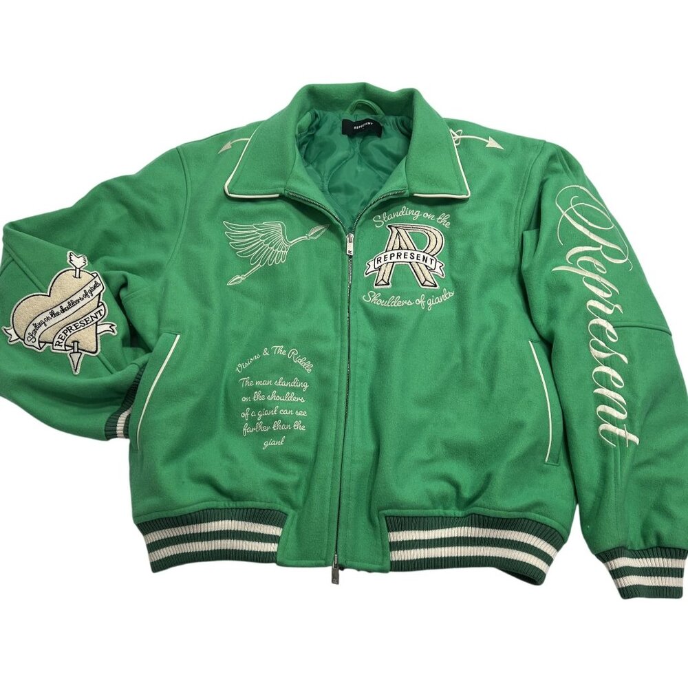 Represent Cherub Wool Varsity Jacket in Green